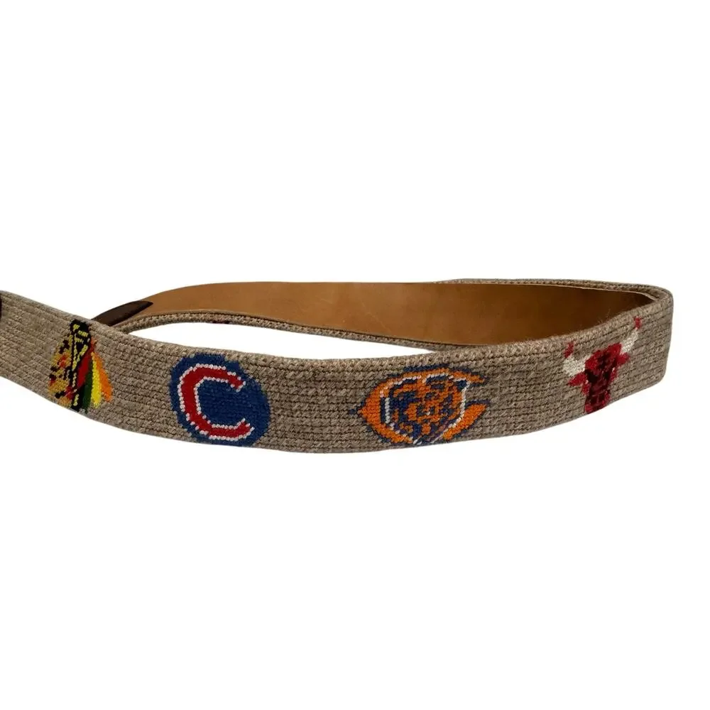 Chicago Sport Teams Needlepoint Logos Belt Size 29